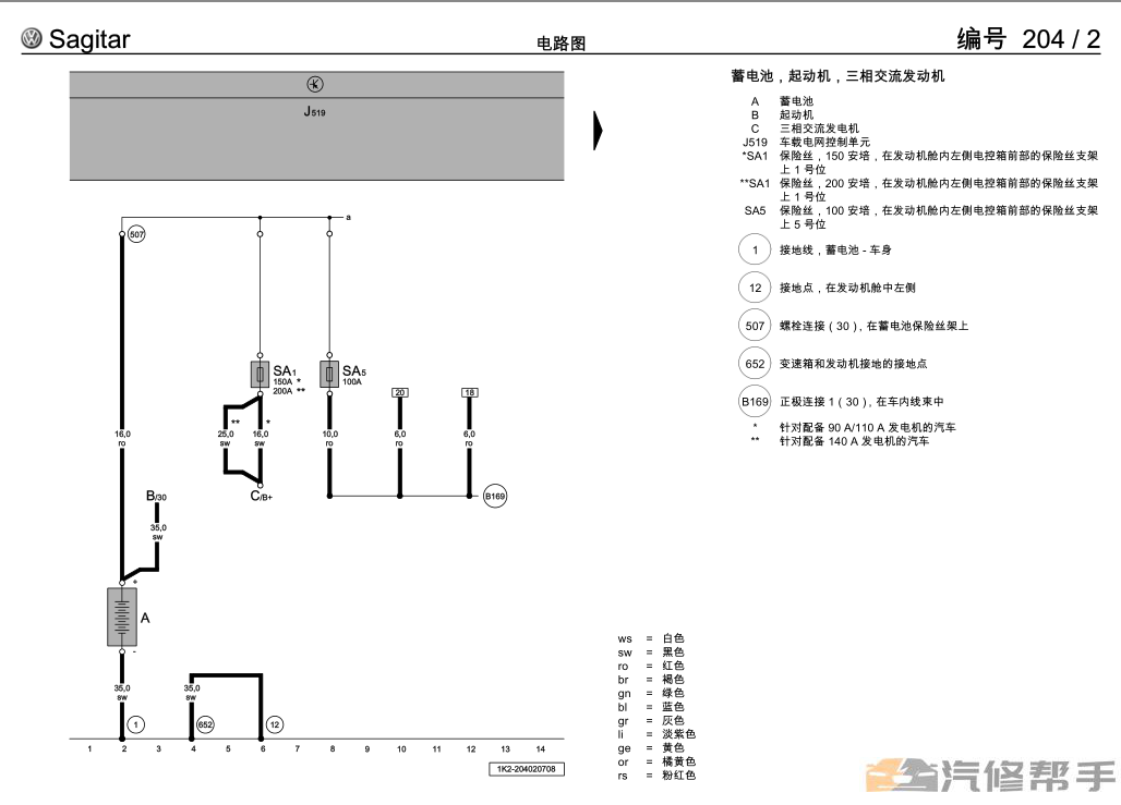 2009-2012年款大眾速騰電路圖線路圖資料下載