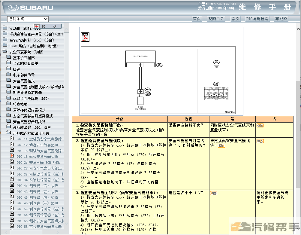 2009年款斯巴魯十代翼豹WRX STI 2.5T原廠維修手冊(cè)電路圖線路圖資料下載