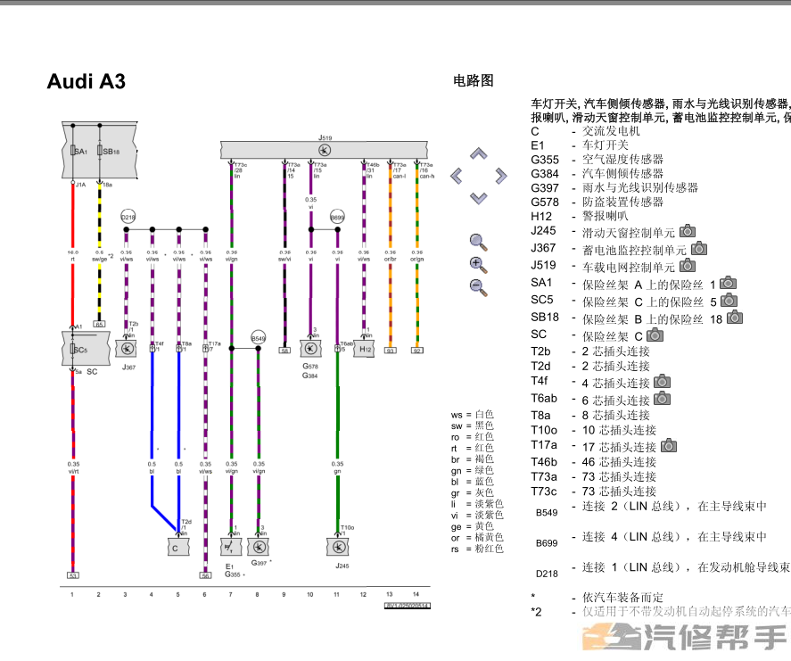 2012-2016年款奧迪A3原廠維修手冊電路圖線路圖接線圖資料下載