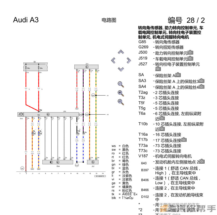 2017-2019年款?yuàn)W迪A3原廠維修手冊(cè)電路圖線路圖接線圖資料下載