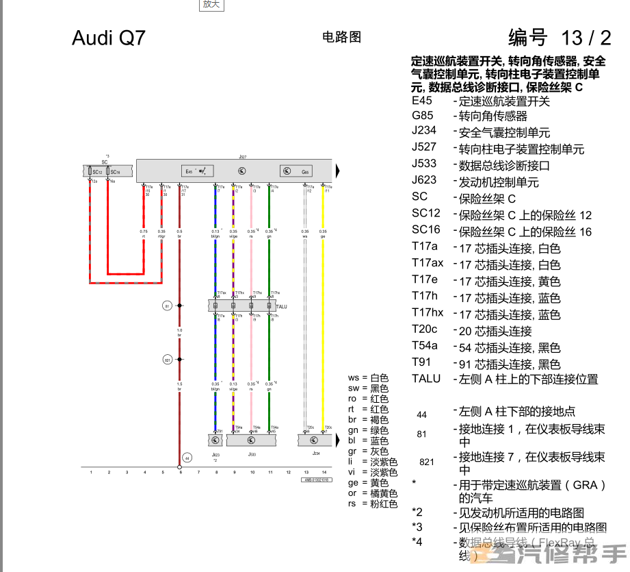 2019-2020年款?yuàn)W迪Q7原廠維修手冊(cè)電路圖線路圖資料下載