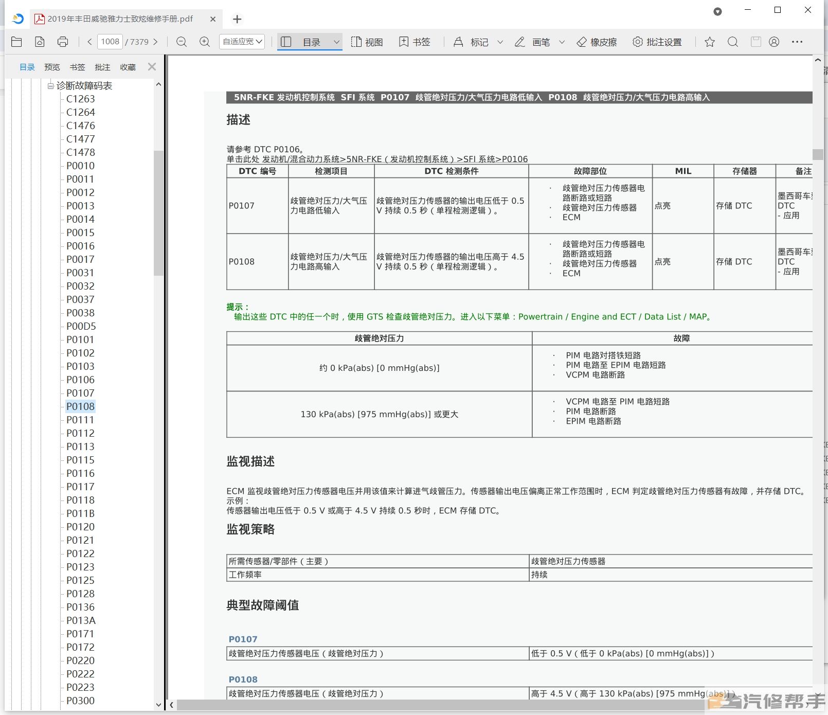 2019年豐田雅力士致炫威馳維修手冊和電路圖線路接線資料下載