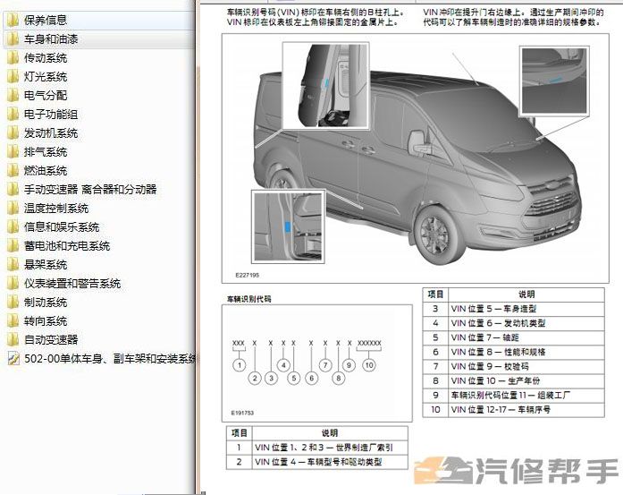 2016-2019年款江鈴福特新全順V362途睿歐維修手冊(cè)電路圖資料下載